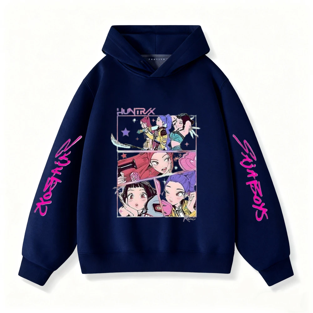 شيطان الصيادين Huntrix بلوزات العصرية هوديس غير رسمية نمط جديد الفتيات الطفل طويلة الأكمام طفل Crewneck مقنعين البلوفرات