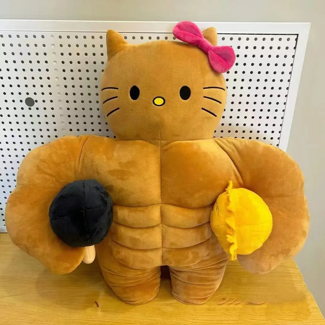 Funny muscle doll, black skin cat doll, KT cat doll, pillow, girls sleeping