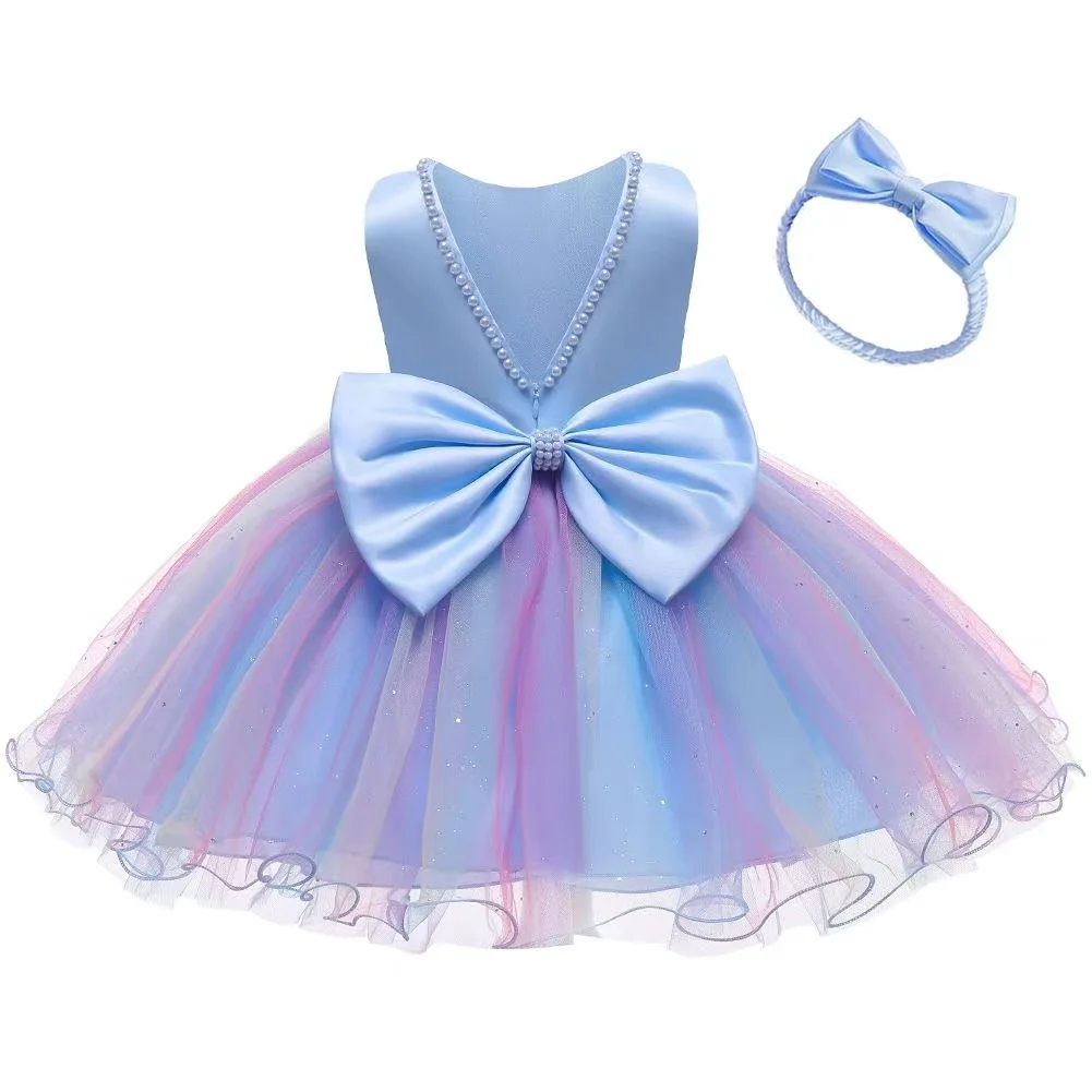 Robe de soirée de Noël pour bébés filles, robe de princesse de baptême pour tout-petits, nœud papillon, fleur de mariage, fête d'anniversaire, nouvel an