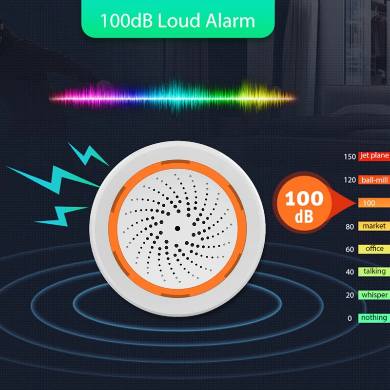 Professional Sound Light Alarm Siren Tuya Smart Zigbee With Strobe Alerts 90DB Speaker For Home Security