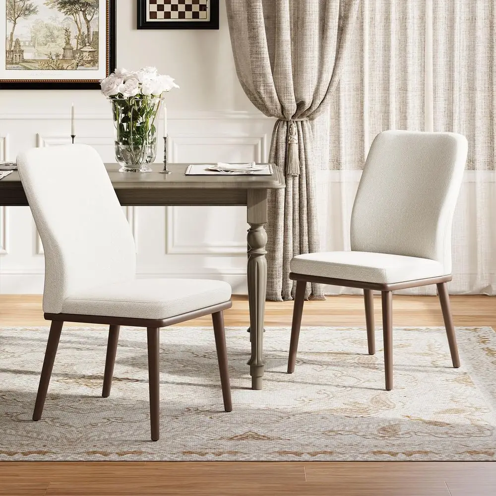

holstered Dining Chairs Set of 2, Modern Kitchen Chairs with High Back, Padded Fabric Dining Room Chair with Solid Wood Legs