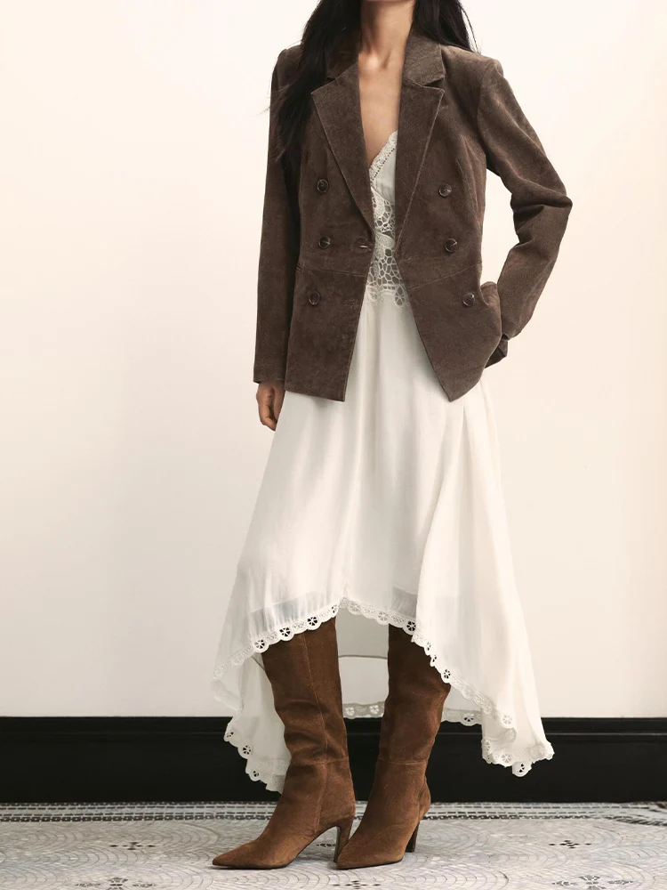 

Европейский и американский стиль, осень 202, новые поступления, женская одежда, универсальный двубортный пиджак с подплечниками