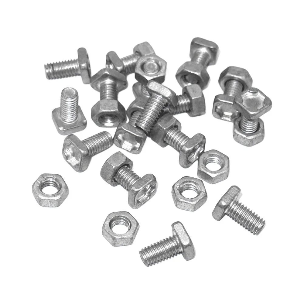 for aluminium Square Head Greenhouse Bolts with Matching Nuts 100 Sets for Glass Retention and Component Anchoring