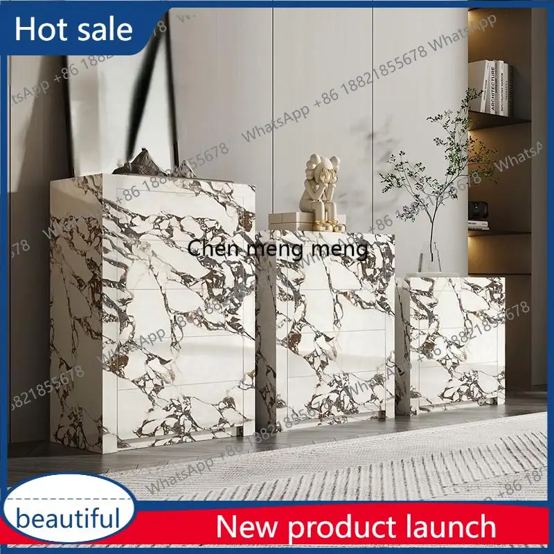 

M46 Premium Calacatta Gold Marble Dresser - 5-Drawer Slate Storage Cabinet with Soft-Close, Custom Wall-Mounted Design