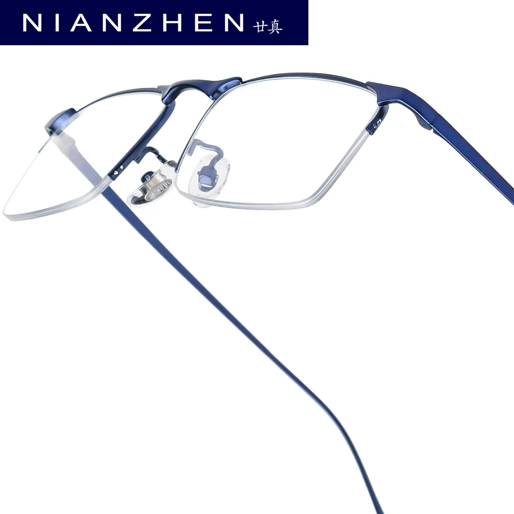 NIANZHEN Titanium Alloy Eyeglasses Frame Men Brand Design Square Semi-Rimless Glasses Women Ultralight Half-Rim Eyewear 2089