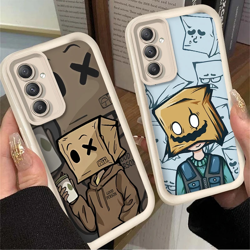 Cartoon Luxury Box Paper Man Case for Samsung Galaxy A35 A55 A15 A25 A16 A06 A05 A05S A24 A13 A23 A12 A22 A32 A52 A71 A51 4G