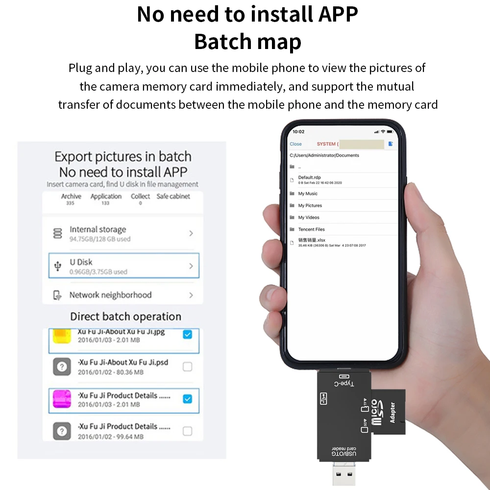 TISHRIC 6 в 1 устройство чтения карт памяти TF-карта SD-карта USB Type-C Micro USB-считыватель карт памяти Адаптер флэш-накопителя для компьютера, телефона