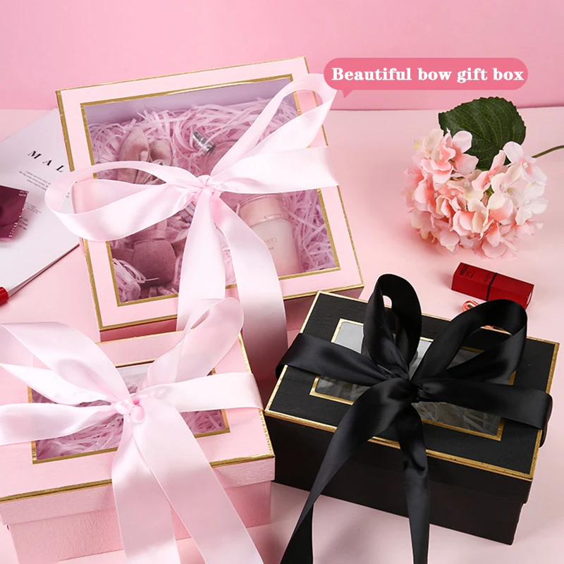 

Christmas Bow Handmade Gift Box Set Empty Box Pink Birthday Ornament Makeup Gift Box Holiday Gift Box Animal Wolf Ornament Gift