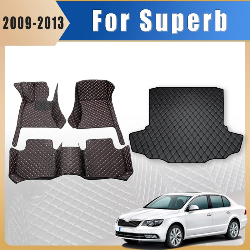 

Car Floor Mats Trunk Carpets For Skoda Superb 2009 2010 2011 2012 2013 Auto Accessories Interior Product Covers Parts Waterproof
