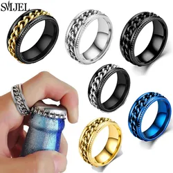 Cool Titanium Steel Rotatable Chain Rings for Couple High Quality Multifunctional Bottle Opener Ring Spinner Jewelry Punk Gifts