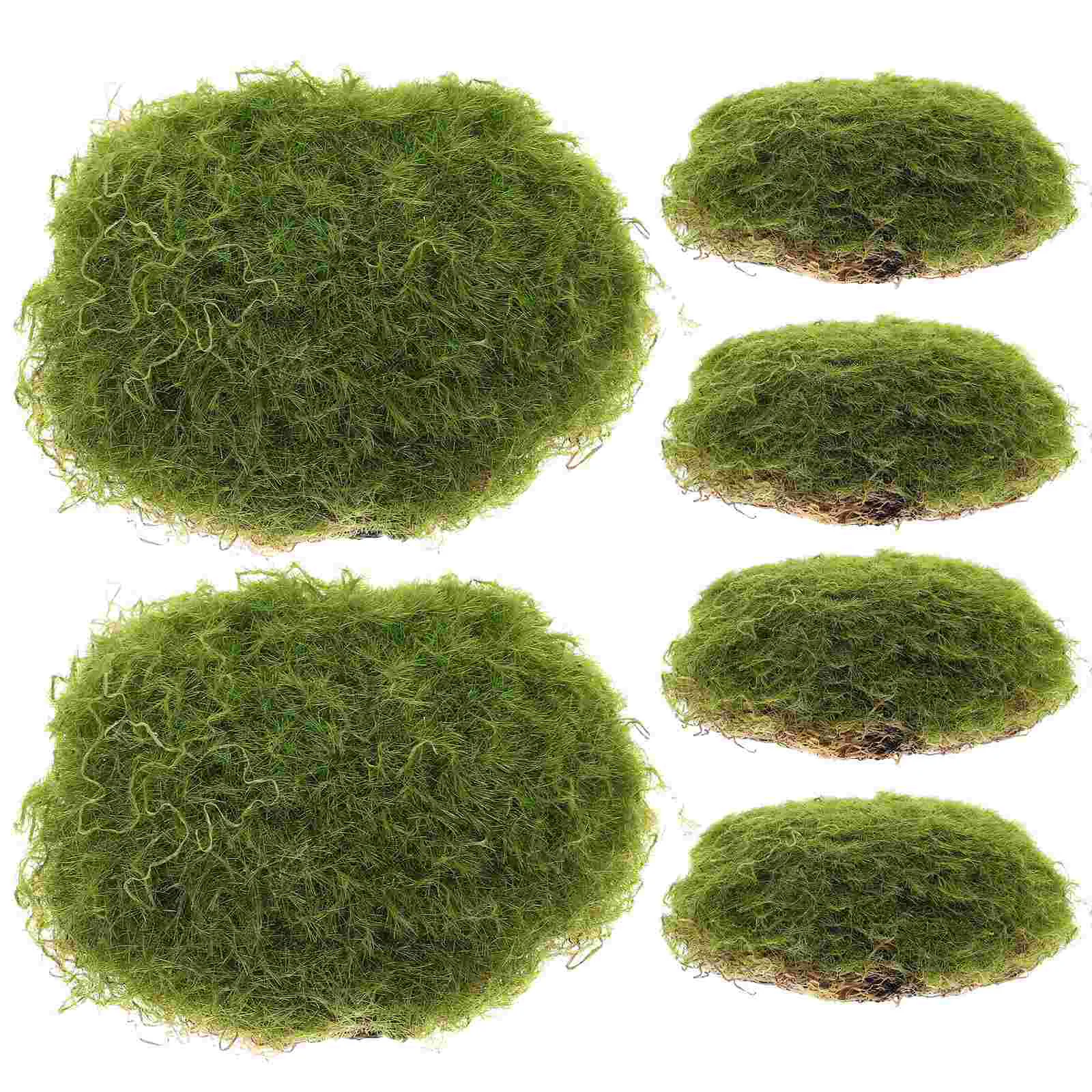 6 Pcs Green Ornaments Faux Mossy Stone Artificial Rocks False Lawn Garden Layout Prop Office Decor Imitated Bonsai