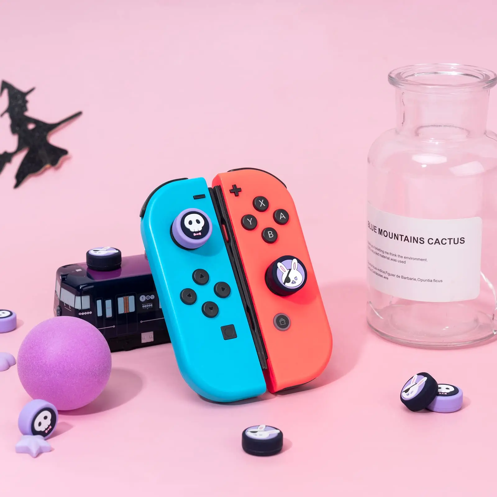 GeekShare 4PCS Bandage Rabbit Thumb Grip Caps, Soft Silicone Joystick Cover Compatible with Switch /OLED/ Switch Lite