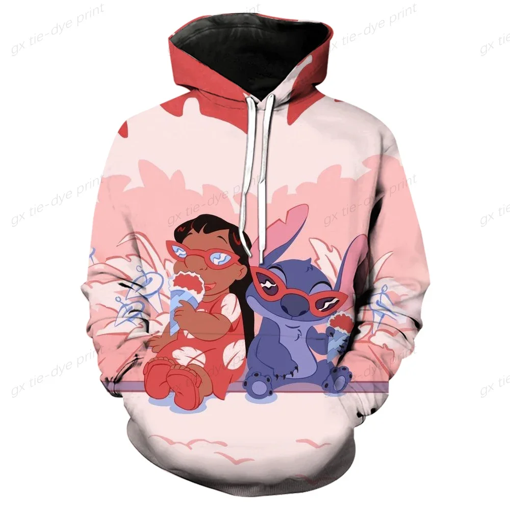 Lilo Stitch Hoodies Boys Girls MINISO Men's Hoodies 3D Print Oversized Pullover Fashion New Men's Hoodies Disney Men's Clothing