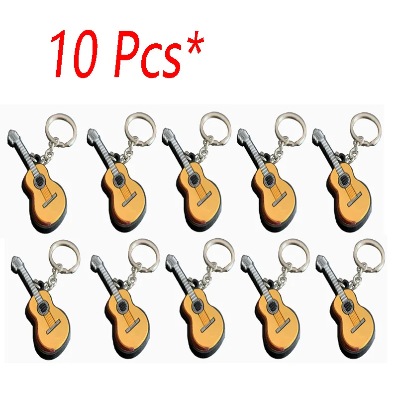 10Pcs Guitar Keychain Man Women Punk Violin Musical Instrument Silicone Pendant Keyring Holder Friends Gifts Bag Jewelry