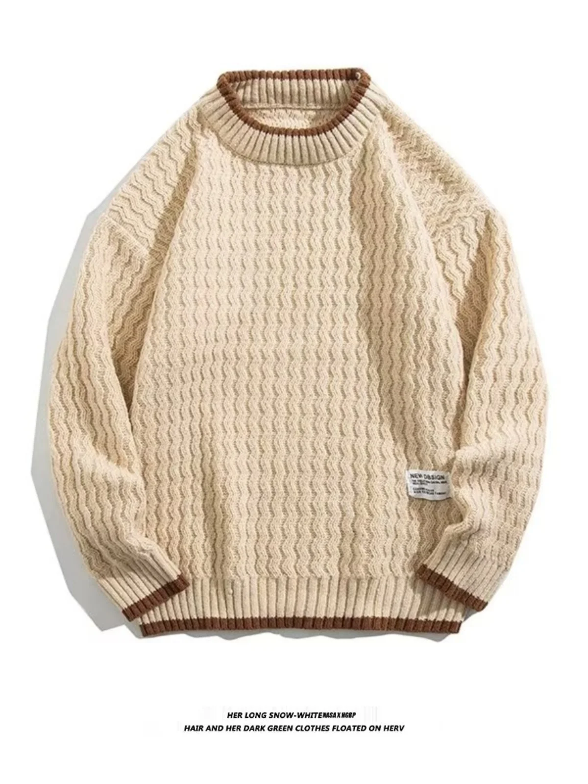 

Men's Thiened Loose Casual Knitted Sweater Autumn Winter Faion Brand Fake Two-Piece Color Blo Polyester Fiber Coat