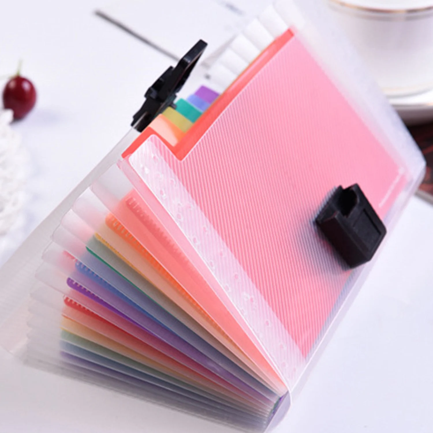 Carpeta de archivos multicolores de 13 bolsillos, bolsa organizadora de documentos de estilo acordeón con cierre de hebilla para la escuela, la