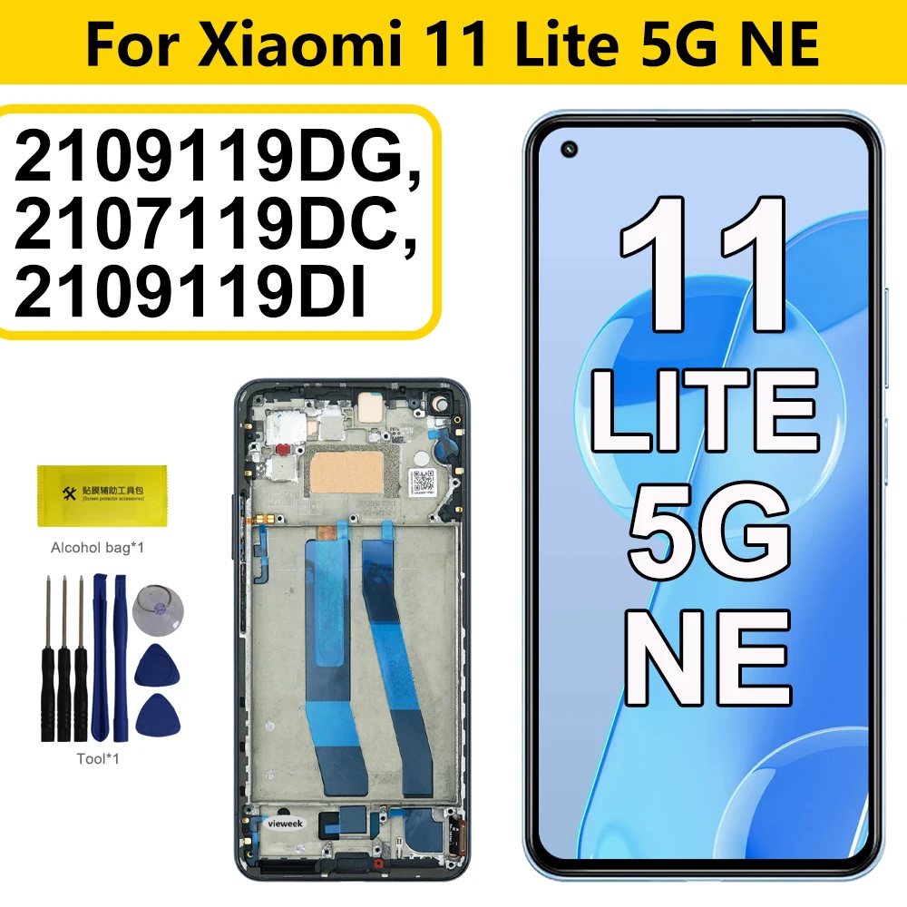 Écran LCD Tactile Pour Xiaomi Mi 11 Lite 5G NE / 11 Lite 4G / 11 Lite 5G - Kit De Remplacement Complet Noir 6,55"