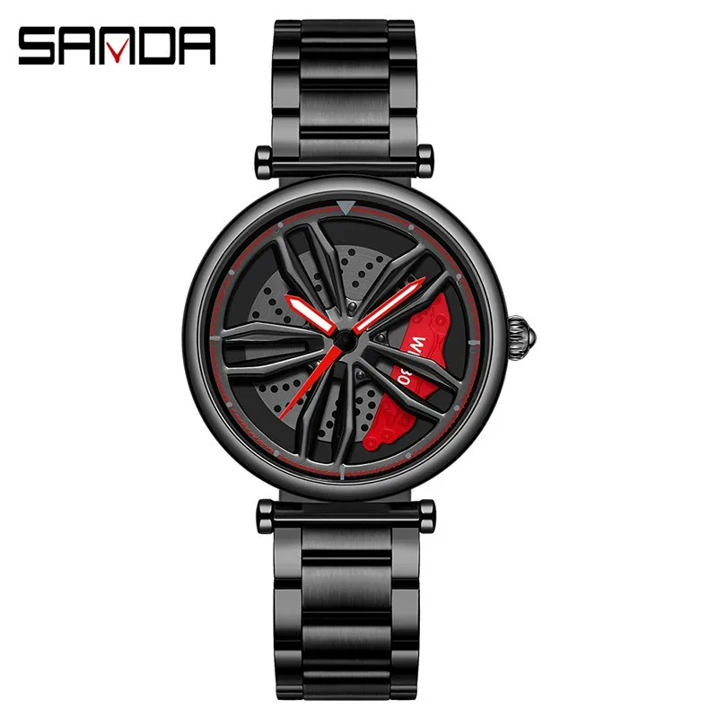 Sanda-Ensemble de montres-bracelets en acier inoxydable pour hommes et femmes, montres-bracelets de couple originales, marque supérieure, amoureux de la mode, montre de mariage