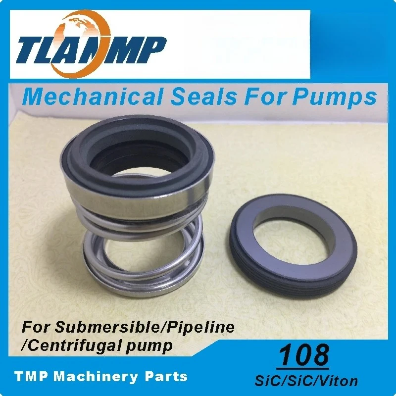 108-12/14/16/18/20/25/28/30/35/40/45/50/55/60 TLANMP Mechanical Seals (Material: SiC/SiC/VIT) Rubber Bellow Seals