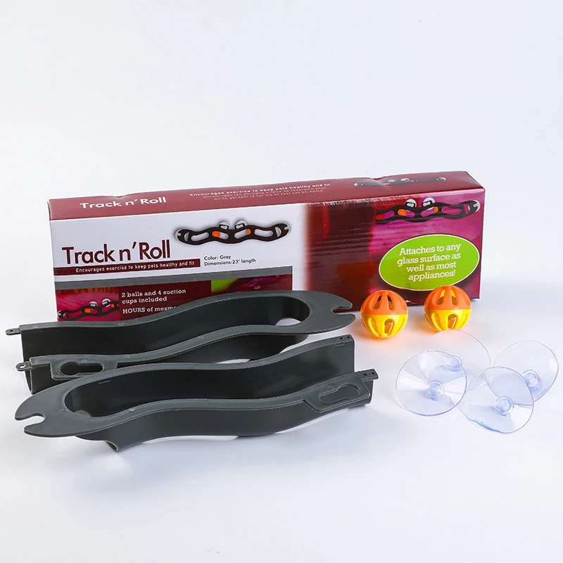 Detachable Plastic Sucker Cat Toy Track Ball Funny Teasing Scratching Intelligence Cat Interactive Toys with Bell Kitten Stuff