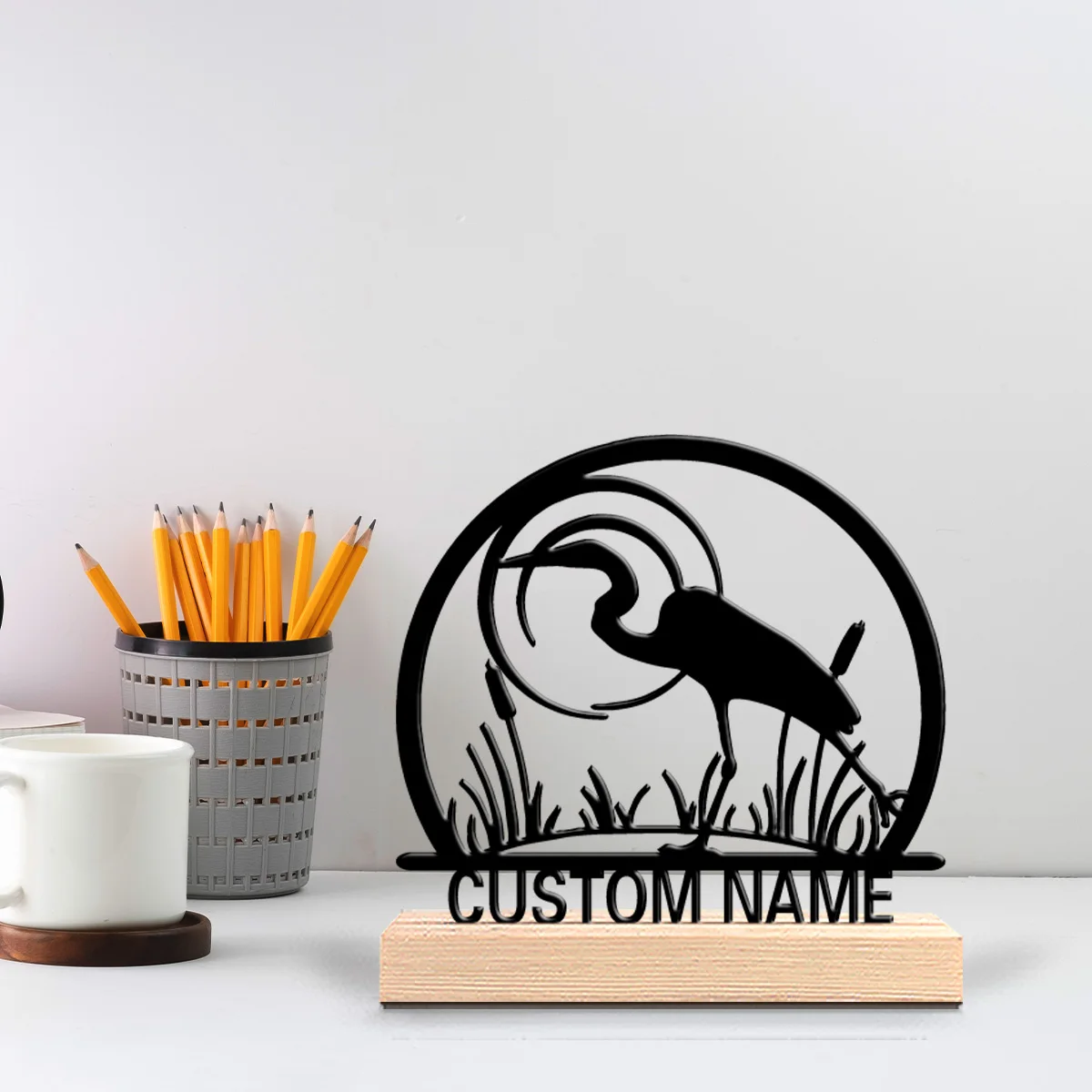 1pc Stylish Personalized Custom Heron Wooden Base Bar Decor for Kitchen Dining Room Modern Rustic Themes Easter decorations view 3