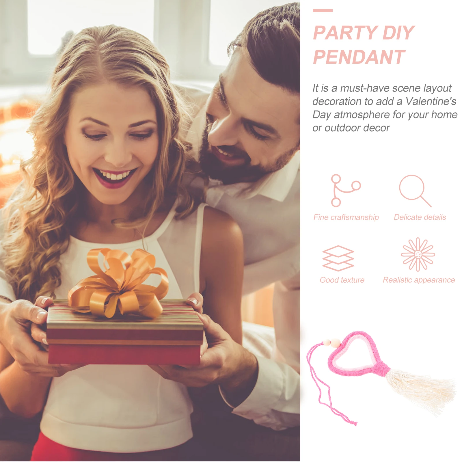 

Wool Felt Woven Pendant Heart Modeling Hanging Decor for Valentine Party Bedroom Wall Art Atmosphere Accessory