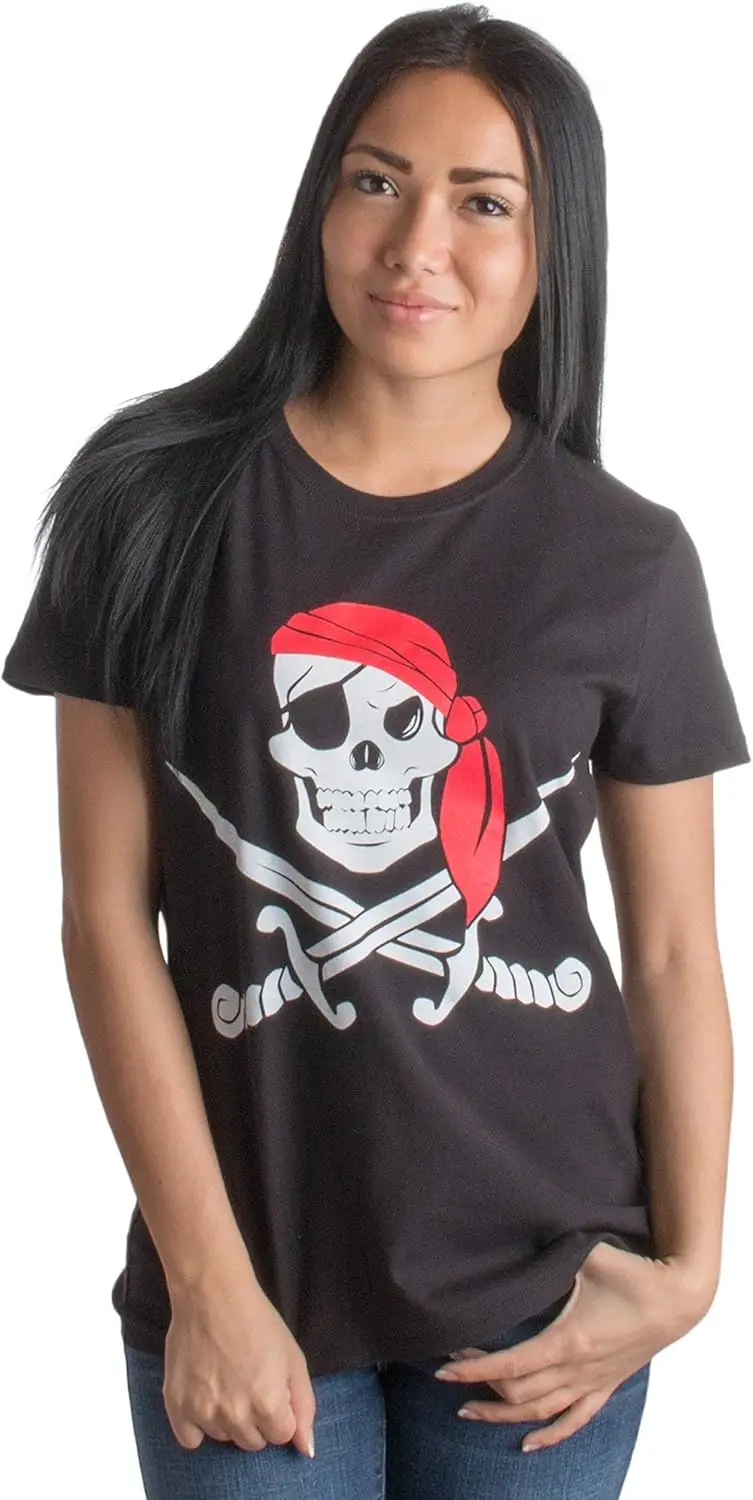 Jolly Roger Pirate Flag | Skull & Crossbones Caribbean Cruise Costume Ladies' T-Shirt