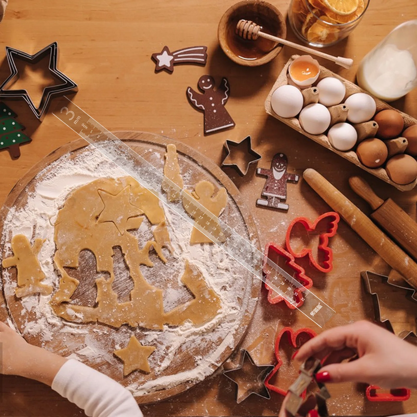 

2Pcs Dough Balance Rulers Baking Rolling Pins Adjustable Thickness Guides for Cookies Crusts Non-Stick Rolling Tracks