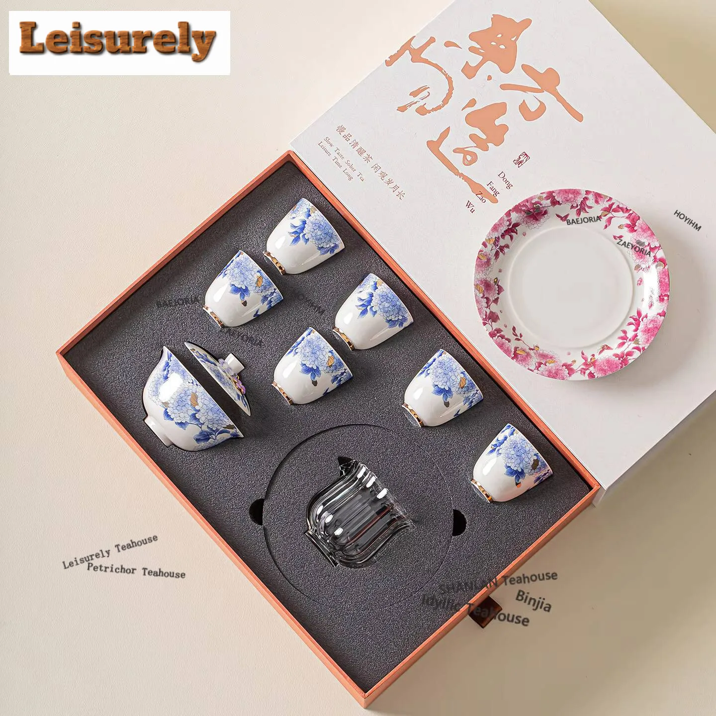 Jinxiu Reunion Gaiwan Tea Set Complete Set Luxury Tea Set Kit Tea Ceremony Set Tea Maker Teapot And Tea Cup Set Cha Ornaments