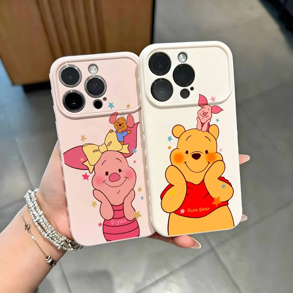 Pooh Bear And Piglet Disney For Apple iPhone 17 16 15 14 13 12 Mini 11 Pro Max Bubble Heart Cover Funda Silicone Soft Phone Case