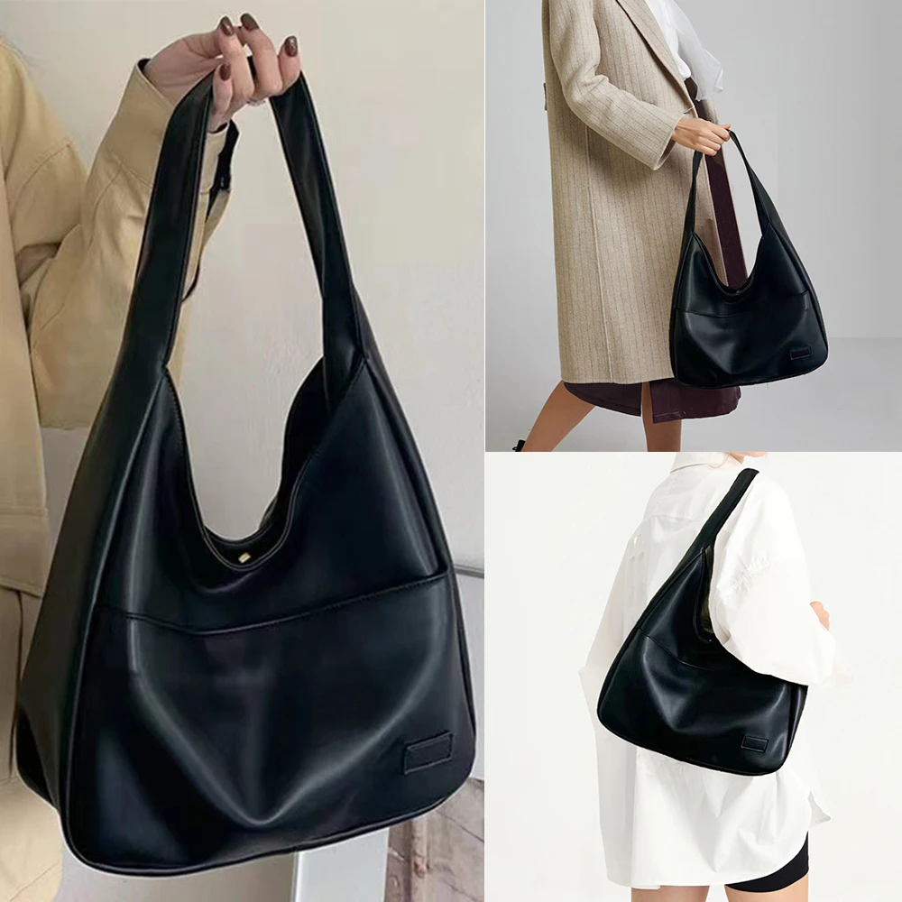 

Fashion Vintage Shoulder Bag Leather Large Capacity Handbag Casual Minimalist Tote Bag Commuting Trend Women's Leather Tote Bags