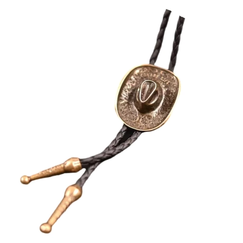 X7XB Multiuse Carved Pendant Necktie Bolo Tie Head Rope Tie For Men Western Suit