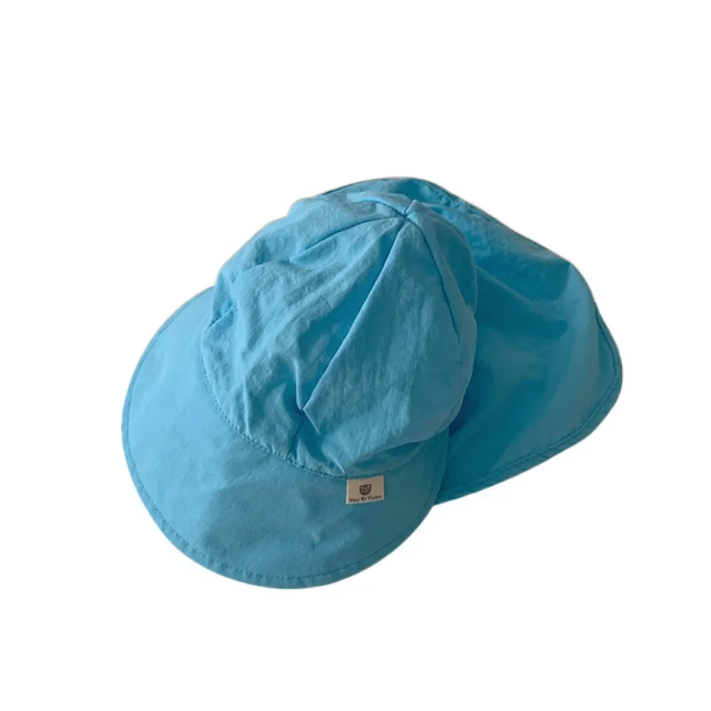 

Solid color Children Sun Hat Neck Ear Cover Wide Brim Kids Beach Cap UV Protection Flap Cap Sunscreen Bucket Hat Toddler