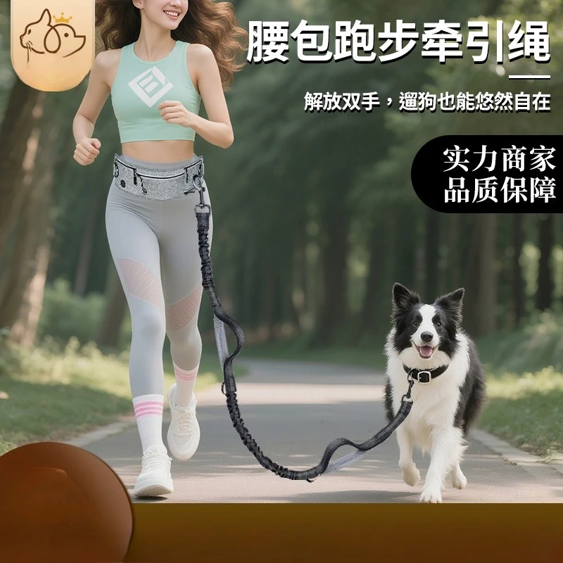 Nylon Reflective Multi-function Retractable Sports Fanny Pack Pet Leash