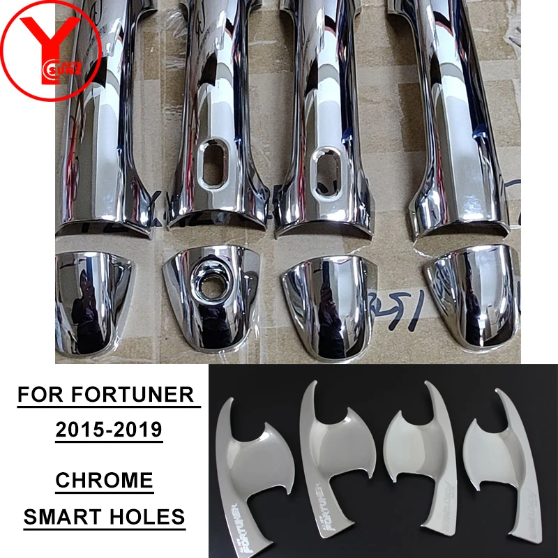 

Door Handle Cover Side Handle Bowl For Toyota Fortuner SW4 Revo 2015 2016 2017 2018 2019 ABS Chrome Car Handle Insert Trim