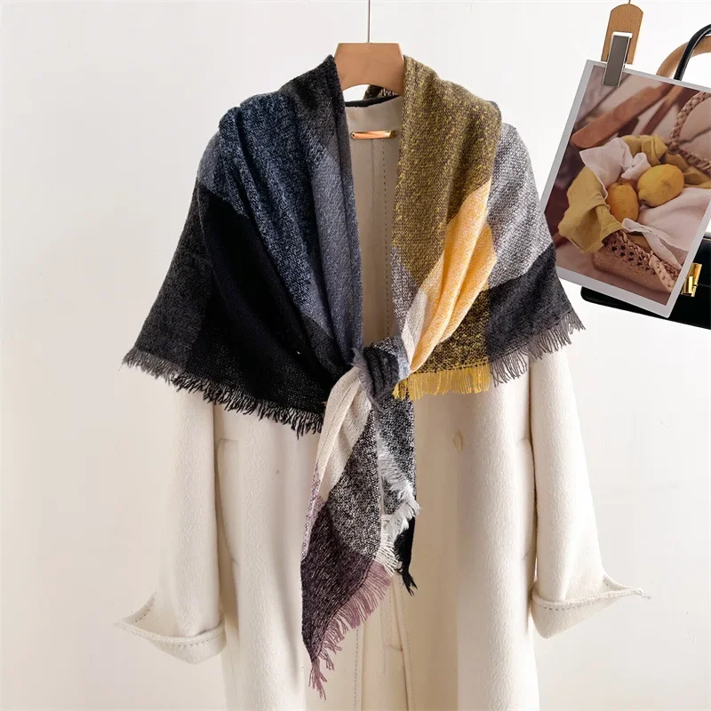 2024 Cashmere Imitation Shawl Autumn Winter Warm Unisex Long Wraps Triangular Scarf Fashion Tassel Scarves Men Women Neckerchief