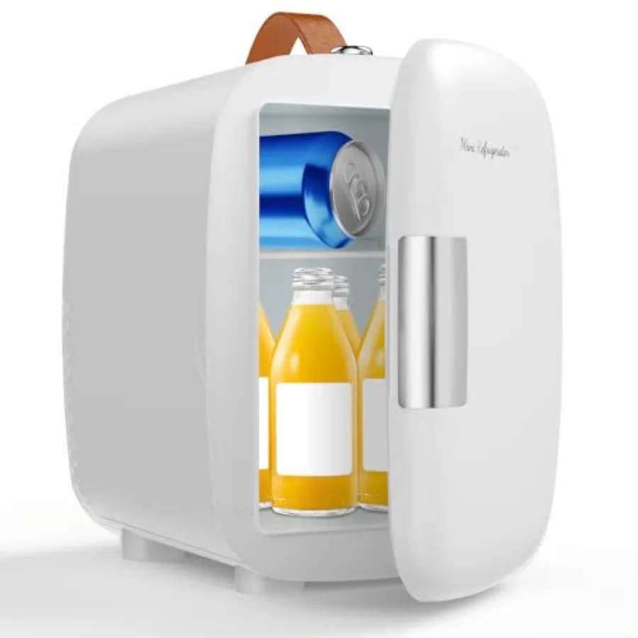 

Mini Fridge for Bedroom, 4L Compact Personal Fridge Cooler For Skincare, Drinks, And Snacks, Fits 6 Cans, Mini Refrigerator wit
