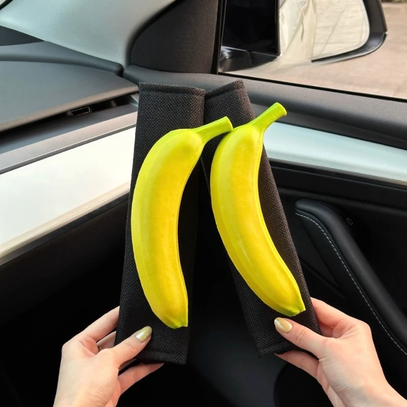 

Simulation Banana Car Shoulder Protectors Creative Car Decorations Cute Fruit Seat Belts Accessories