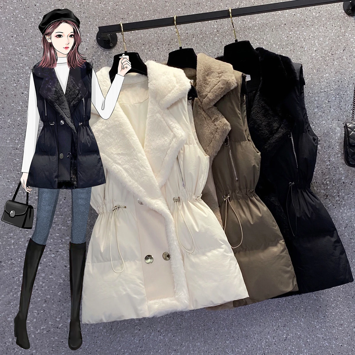 

Large Size Fashion All-match Loose Down Cotton Vest Elegant Coat 2023 Long-sleeved New Women's Clothing