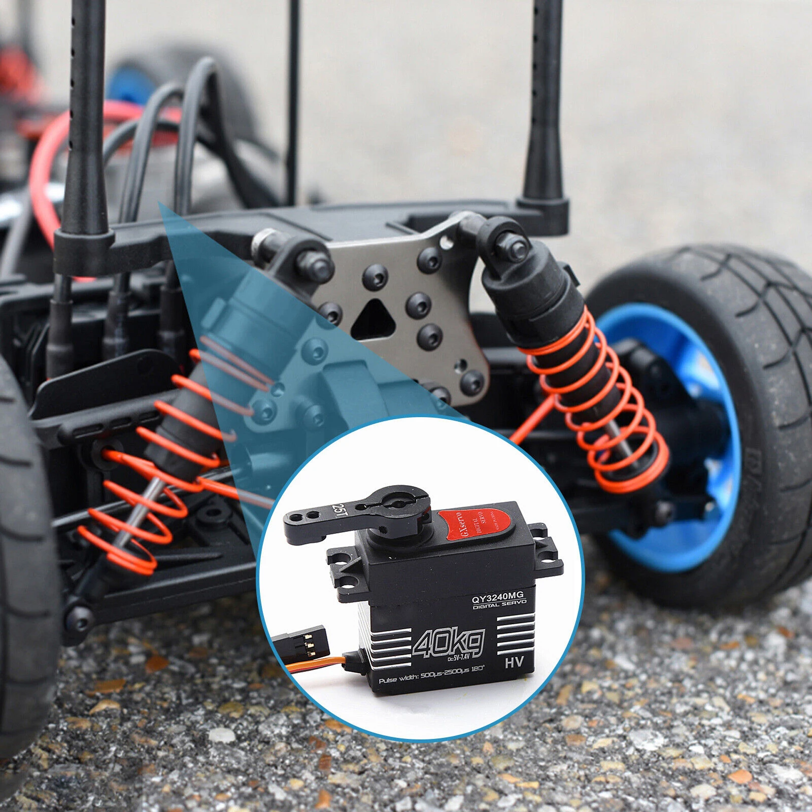 40KG Digital Servo Waterproof Large Torque Metal Gear 180° with 25T Servo Arm Digital Servo Kit for 1/8 1/10 RC Car RC Robot - view 5