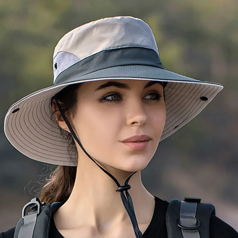 Parents-Child Fishing Hat 2024 Women Summer Ponytail Hat Outdoor UV Protection Bucket Hat Large Wide Brim Bob Hiking Sun Hat