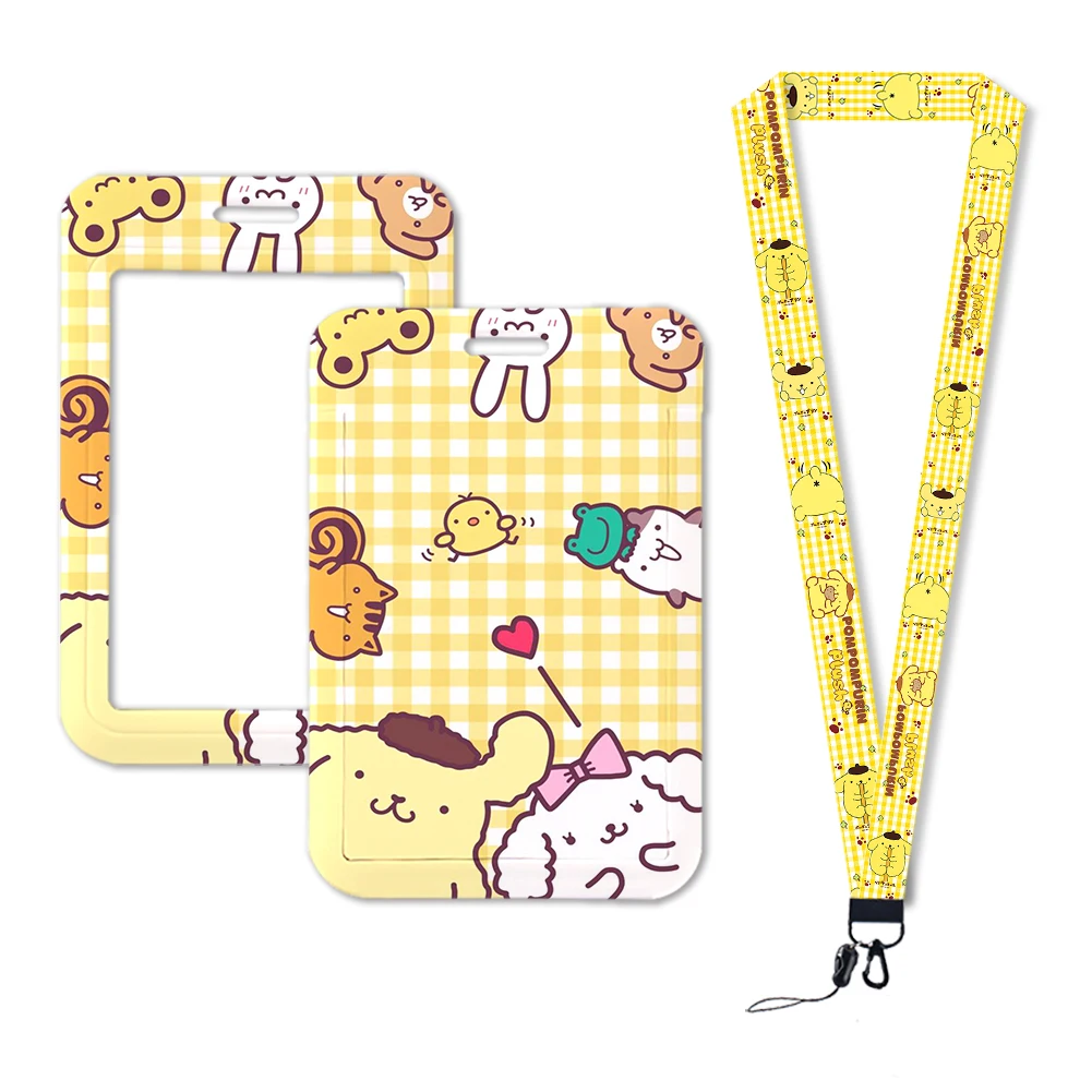 Juste de protection pour porte-cartes Anime Hello Kitty, porte-cartes, contrôle d'accès, bus, métro, étudiants, dessin animé, W Pompom Purin, enfants