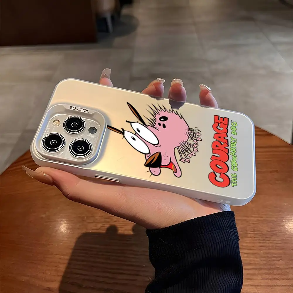 Courage C-Cowardly Dog Phone Case Matte Colored Silver Phone Case for iphone 15 14 pro 13 12 plus 11 7 x xr xs max Luxury Cover