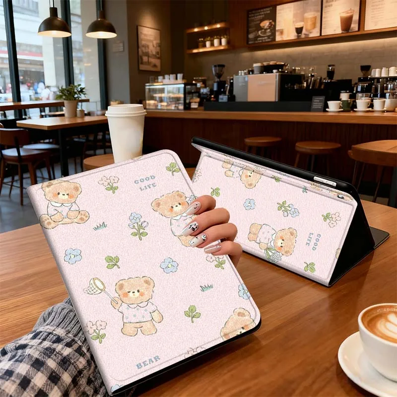 

Cute Teddy Bear Pattern For iPad Pro 7 8 9 Gen 2 11 13 5th 6th 10th 11th M5 M4 12.9 10.9 10.2 Inch 2024 2025 Tablet Case