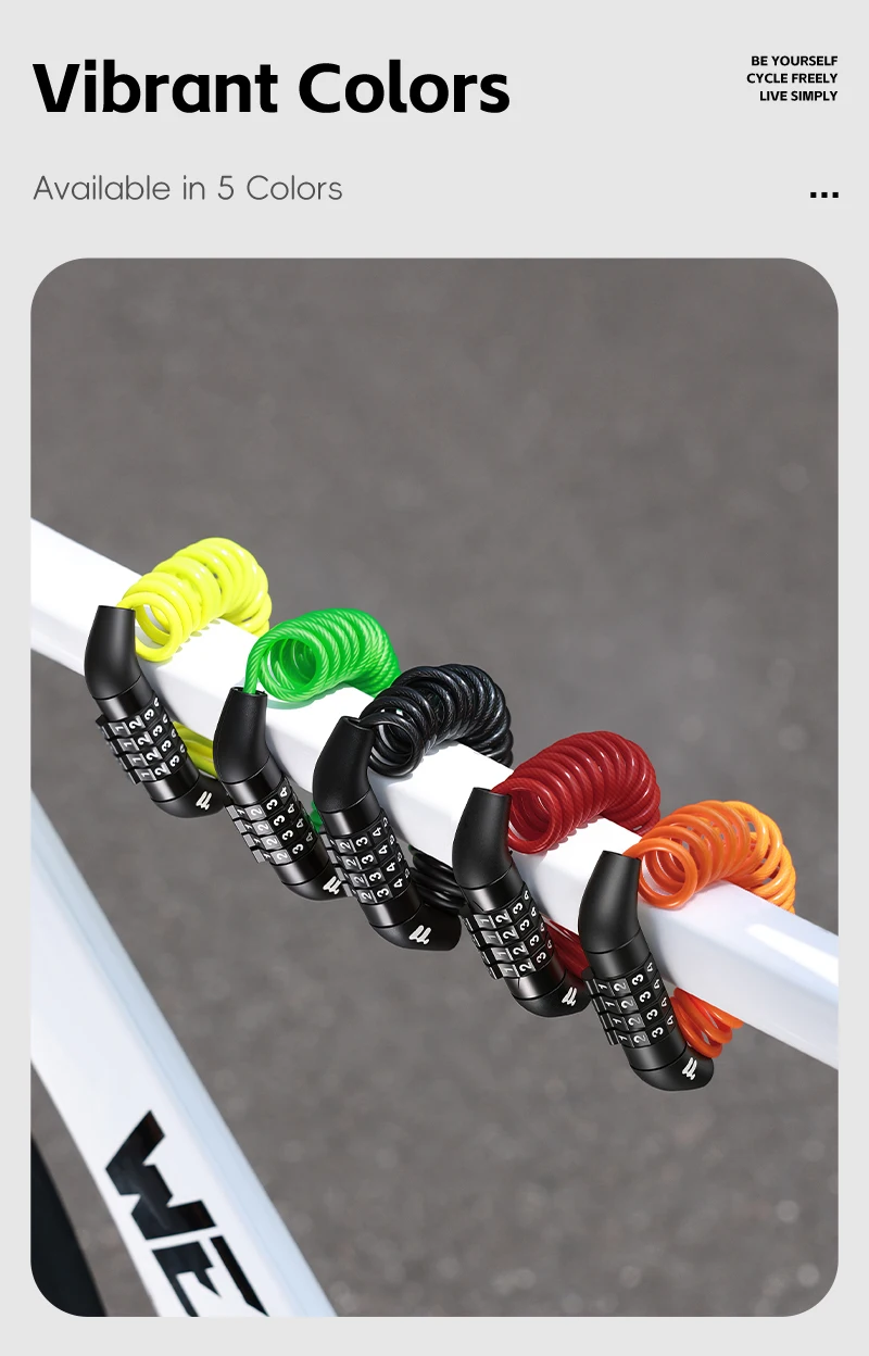 WEST BIKING Fahrradhelm-Schloss, 4-stellige Zahlenkombination, Kabel, Diebstahlschutz, tragbar, spiralförmig, Sicherheit für Radfahren, Motorradzubehör – Detail 10