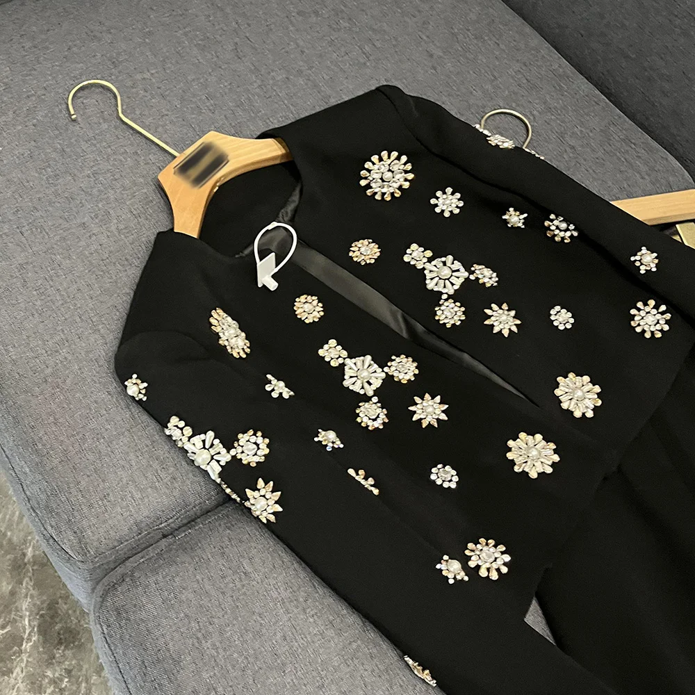 TWOTWINSTYLE Solid Slim Elegant Two Piece Sets For Women Round Neck Long Sleeve Top High Waist Pants Chic Set Female YSE109126