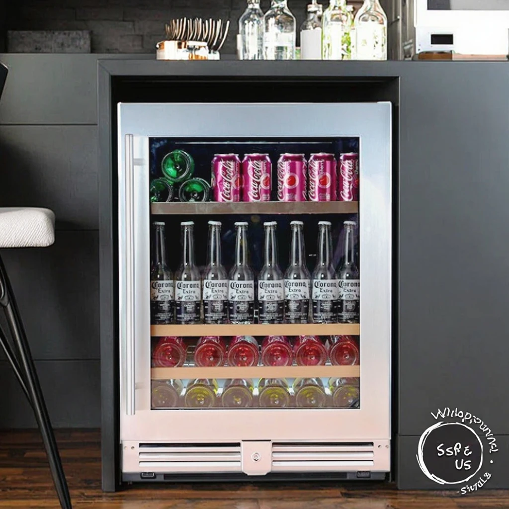 Wine Beer Mini Fridge - Mini Bar Eléctrico de Acero Inoxidable,