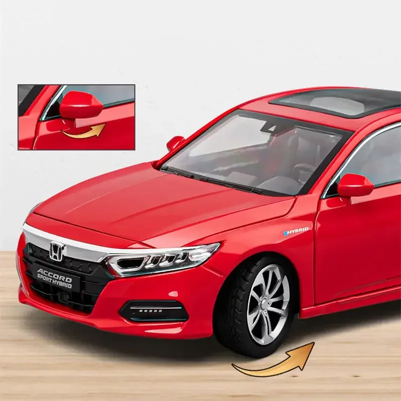 Modelo de coche de aleación HONDA Accord 1:24, vehículo de juguete fundido a presión, modelo de coche de Metal, colección de sonido y luz de alta simulación, regalos para niños