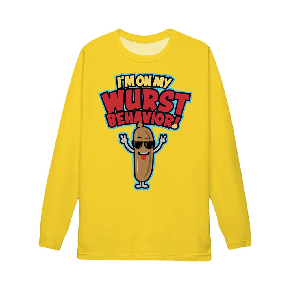A Very Jonas Christmas Movie Kevin Jonas I’m on My Wurst Behavior! T-shirt Long Sleeve Loose Autumn Tshirts Unisex Streetwear