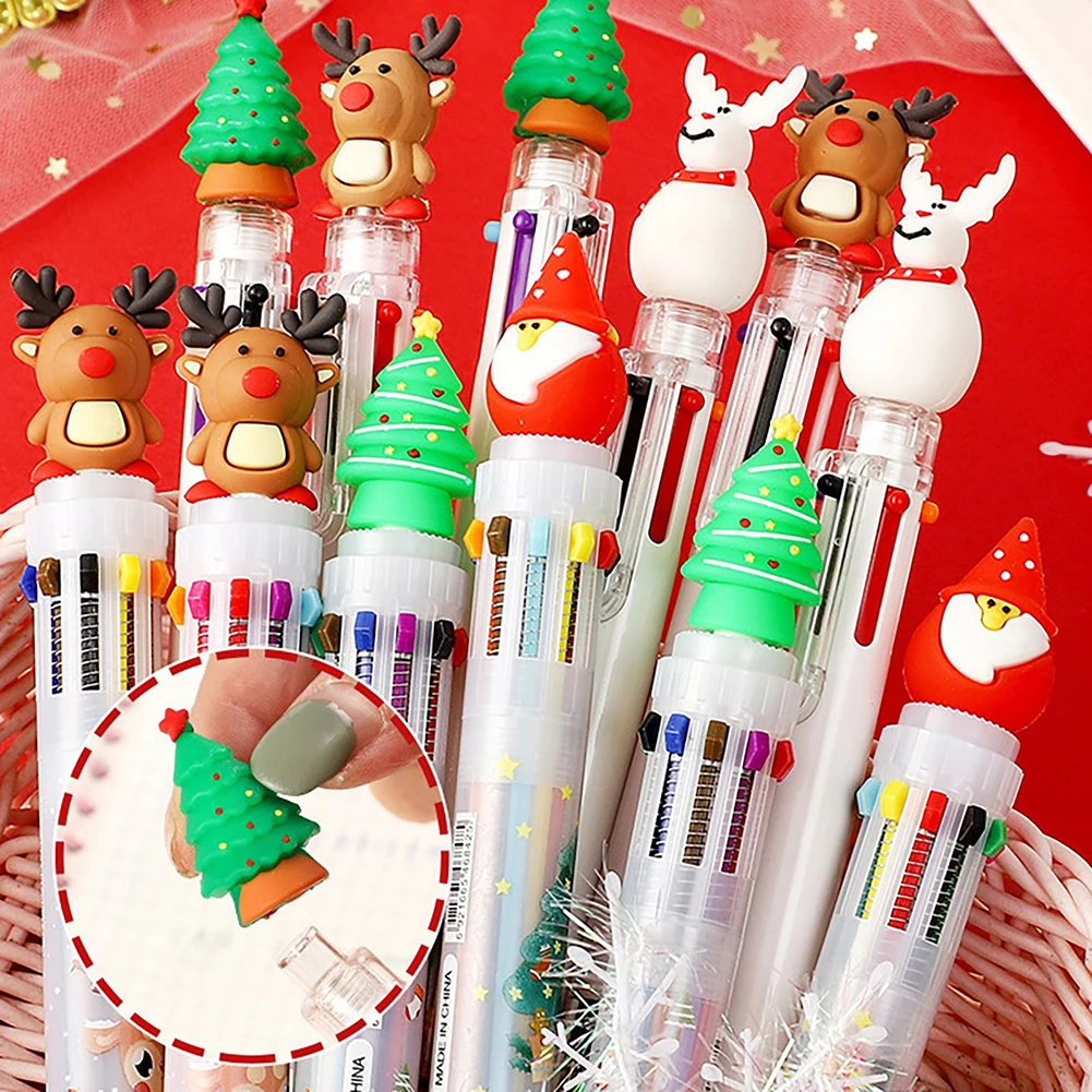 

Cartoon Colorful Pen Santa Claus Xmas Tree Deer Ballpoint Pen Merry Christmas Gifts Stationery Writing Tool Office School Supply